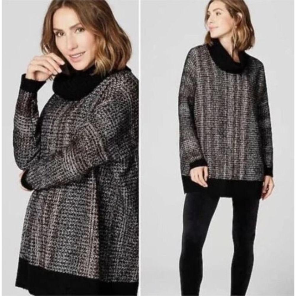 Pure J Jill Sweater Womens XS S Black Multi Relaxed Jacquard Pullover SSW197221